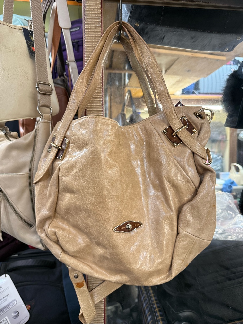 Vintage Elliot Lucca Beige Shoulder Bag - Stylish Everyday Tote
